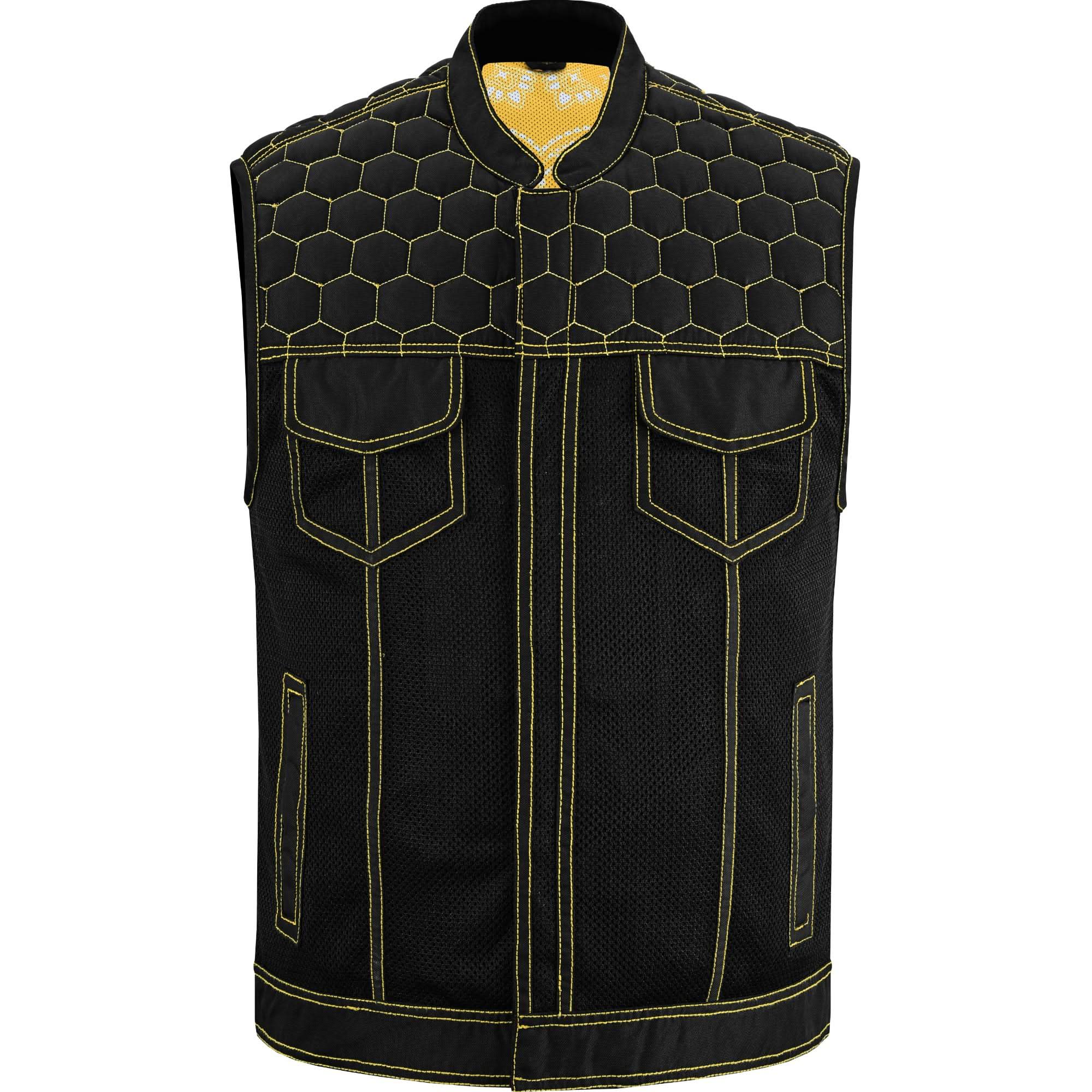 Gloom Gold Men's Black Mesh Textile Vest