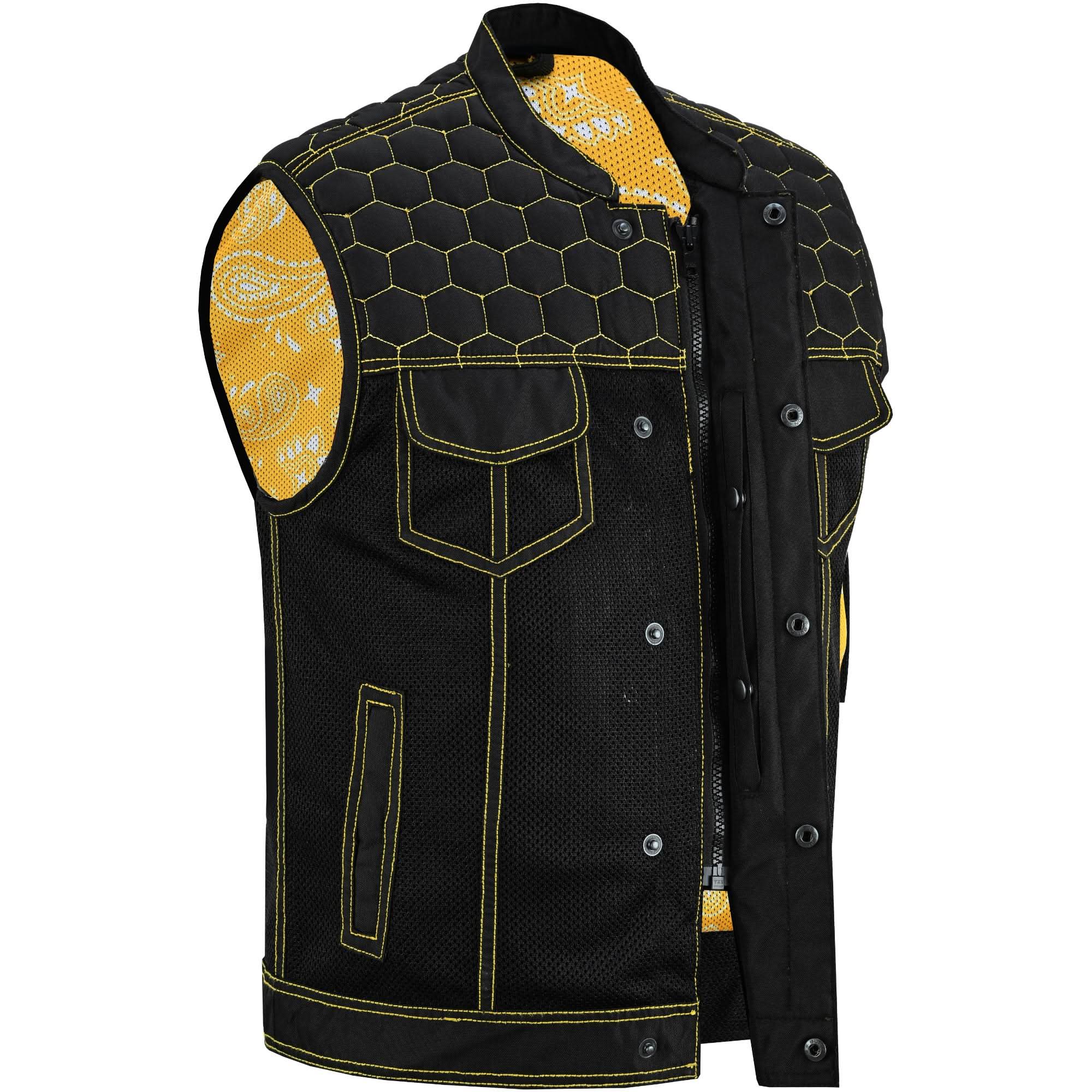 Gloom Gold Men's Black Mesh Textile Vest