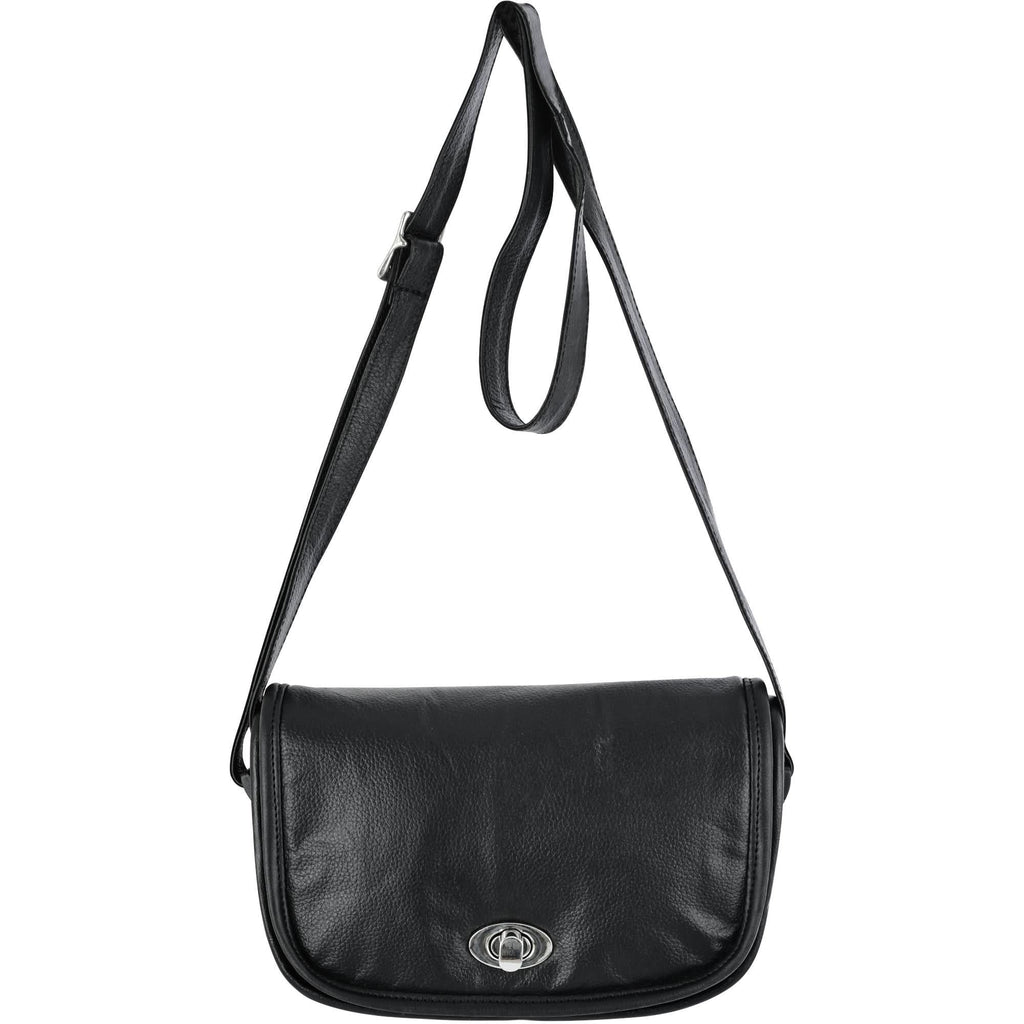 Women's Black Construction Leather Purse/Shoulder Bag
