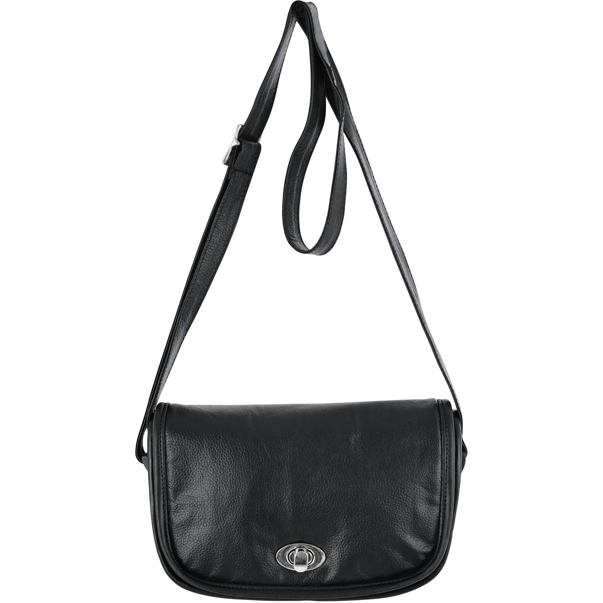 Women's Black Construction Leather Purse/Shoulder Bag