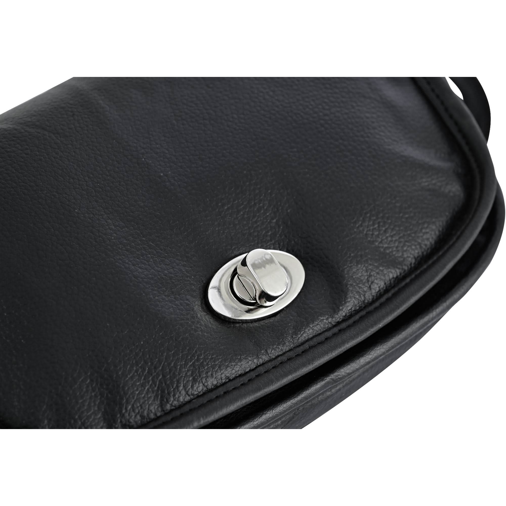 Women's Black Construction Leather Purse/Shoulder Bag