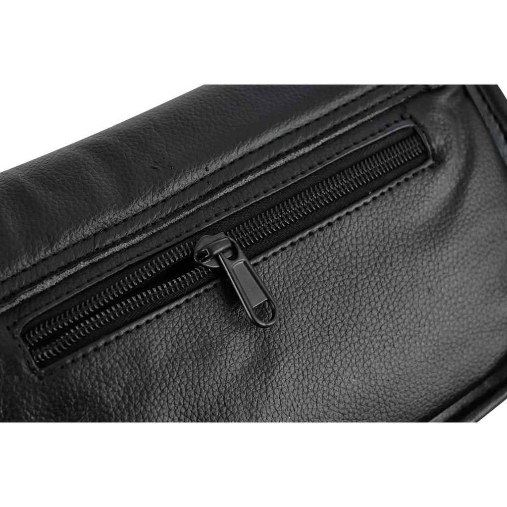 Women's Black Construction Leather Purse/Shoulder Bag