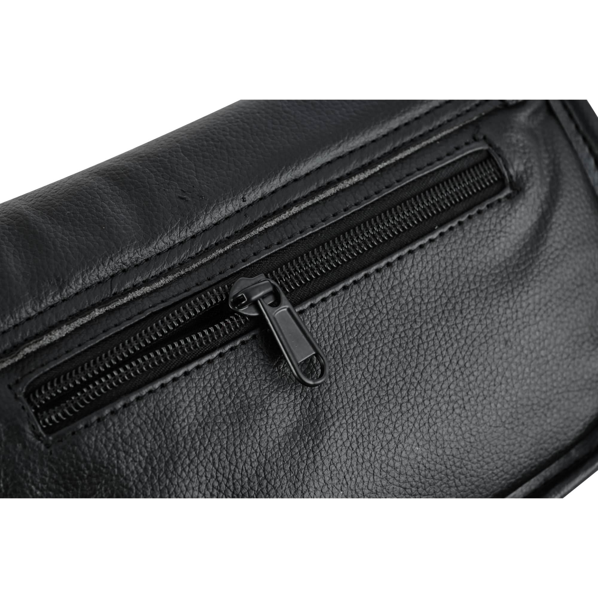 Women's Black Construction Leather Purse/Shoulder Bag