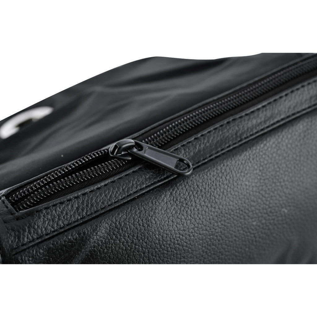 Women's Black Construction Leather Purse/Shoulder Bag