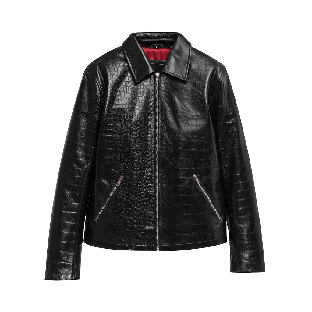Duncan Men's Fashion Embossed Leather Jacket