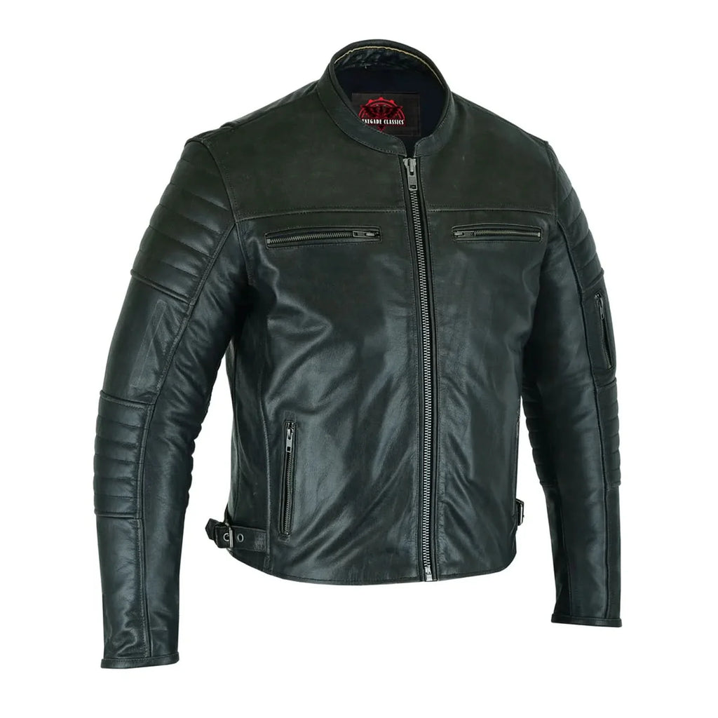 Men's Gun Metal Brown Crossover Leather Scooter Jacket