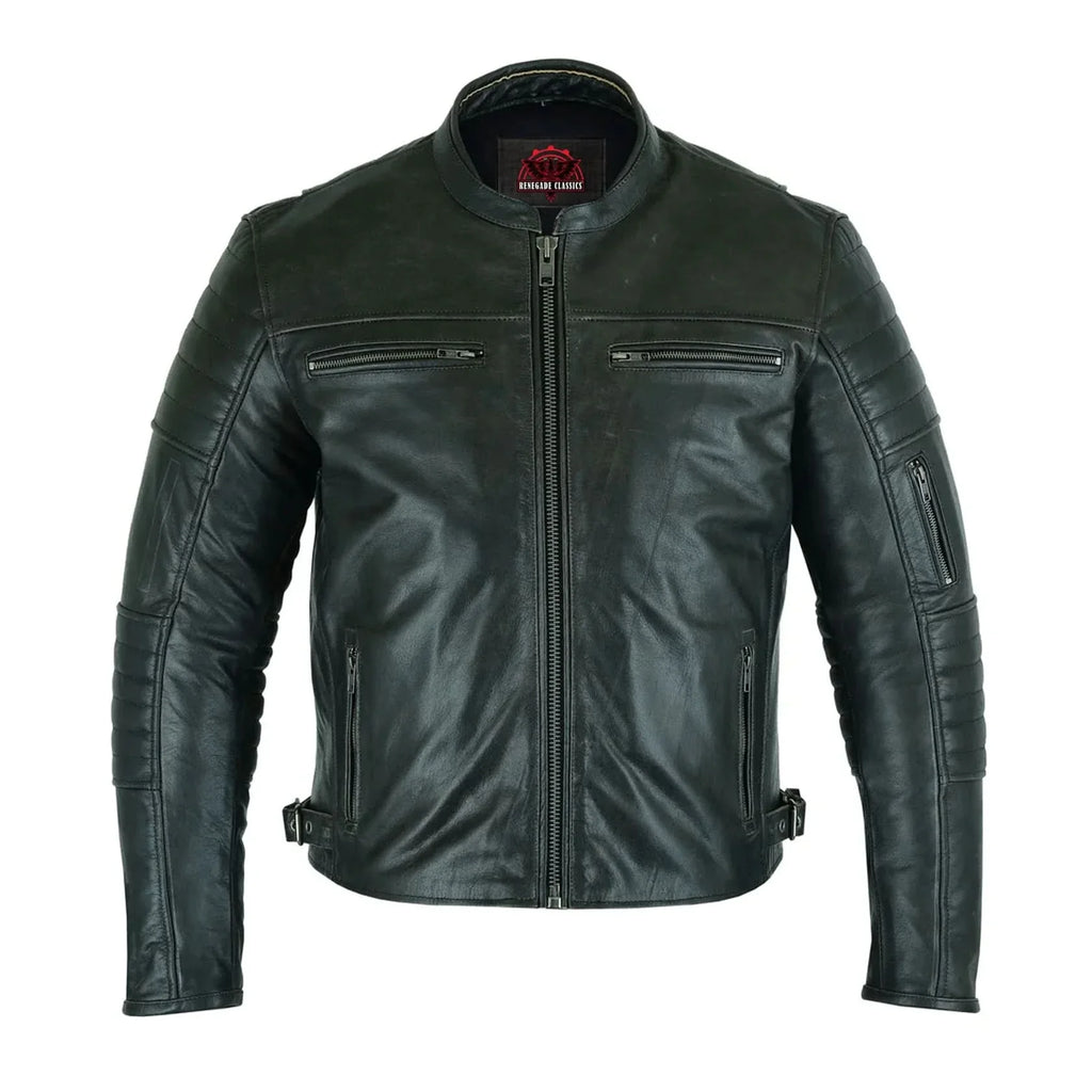 Men's Gun Metal Brown Crossover Leather Scooter Jacket