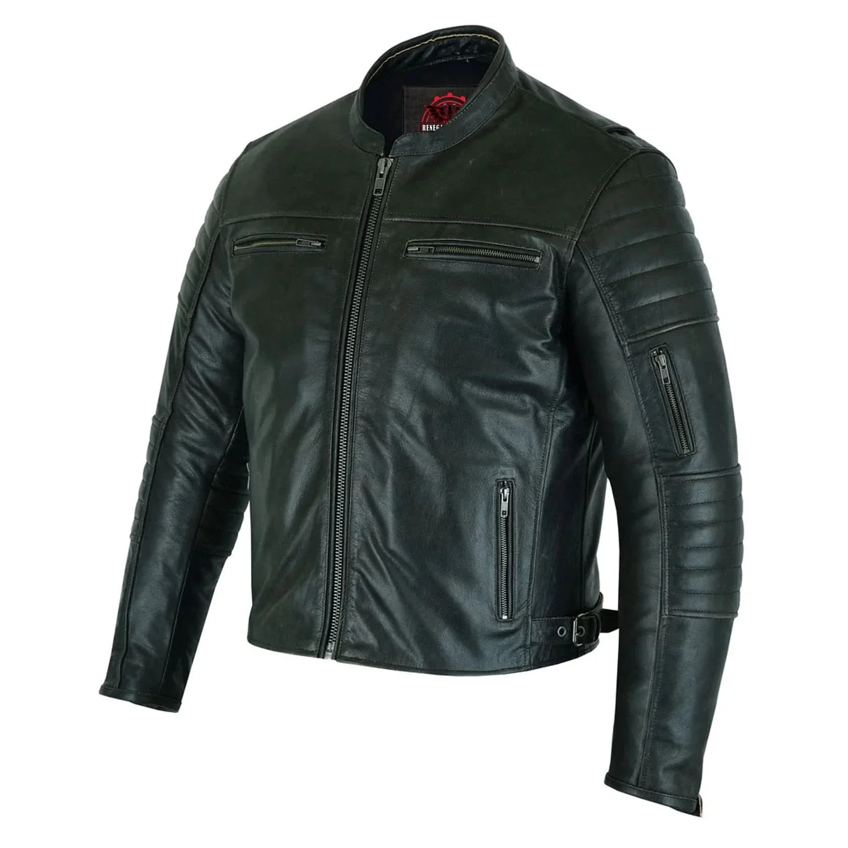 Men's Gun Metal Brown Crossover Leather Scooter Jacket