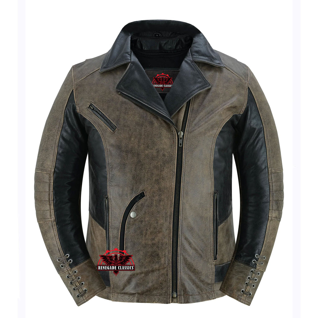 Fusion Flow Women's  Leather Motorcycle Jacket