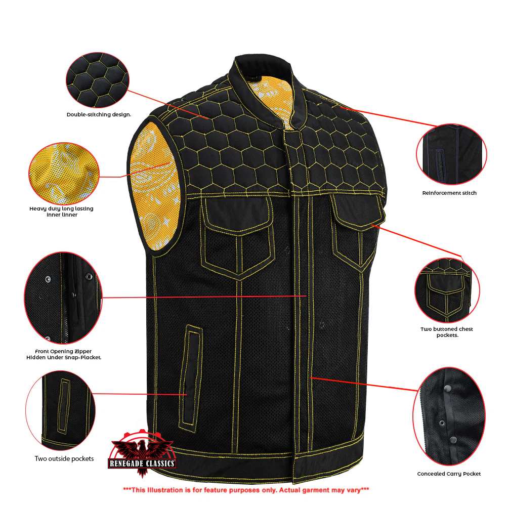 Gloom Gold Men's Black Mesh Textile Vest