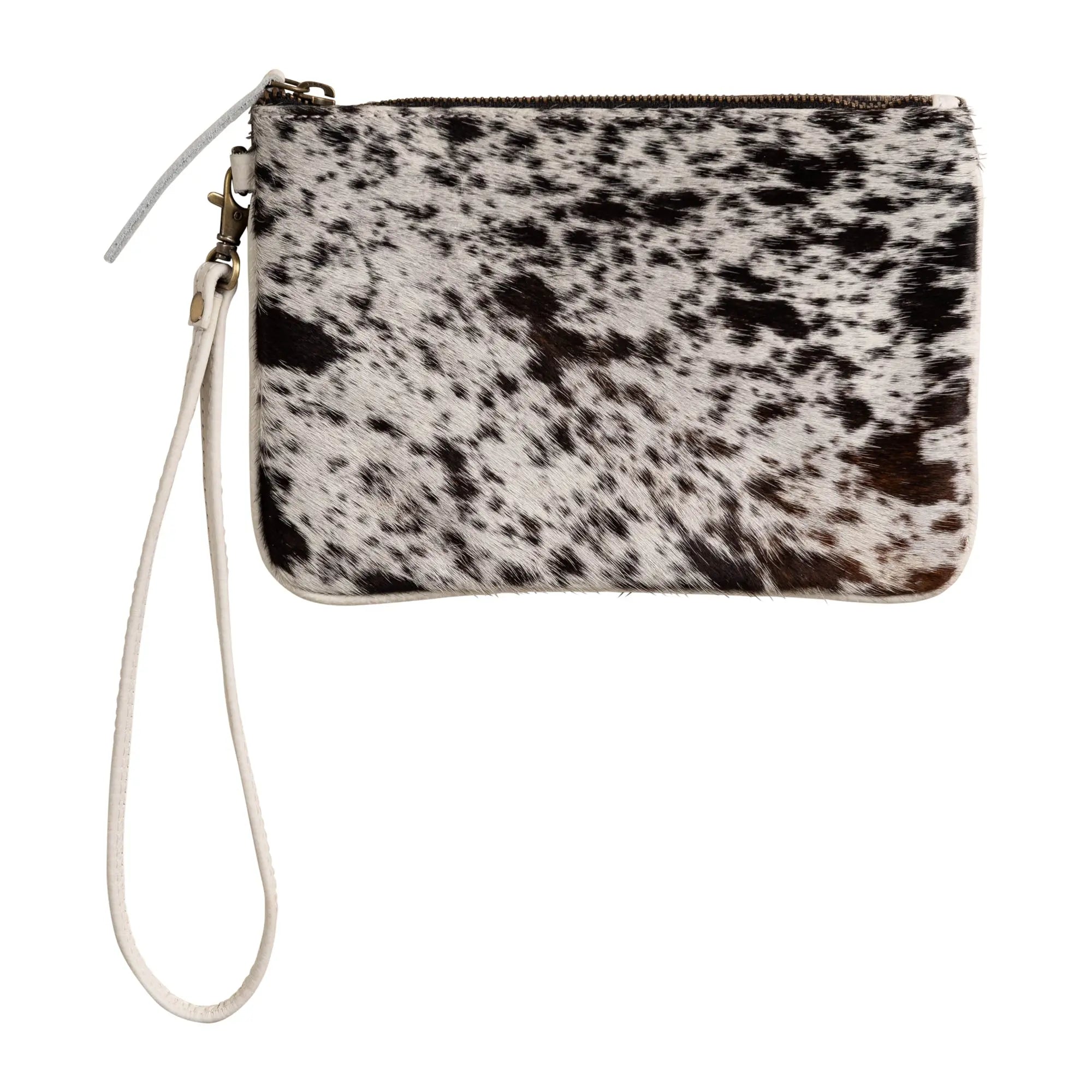 Huntley Equestrian Cowhide Wristlet Handbag Small with Zipper