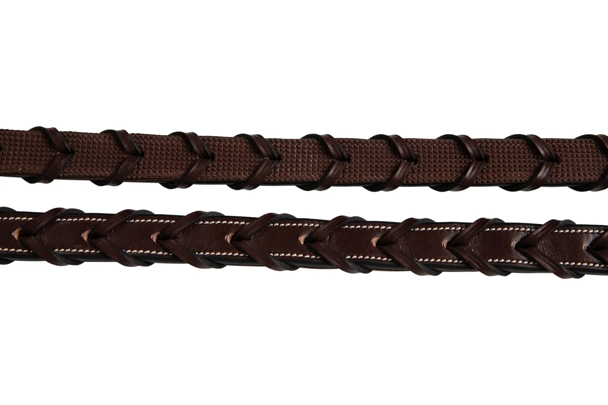 Huntley Equestrian Fancy Stitched Rubber Lined Laced Reins, Size Full