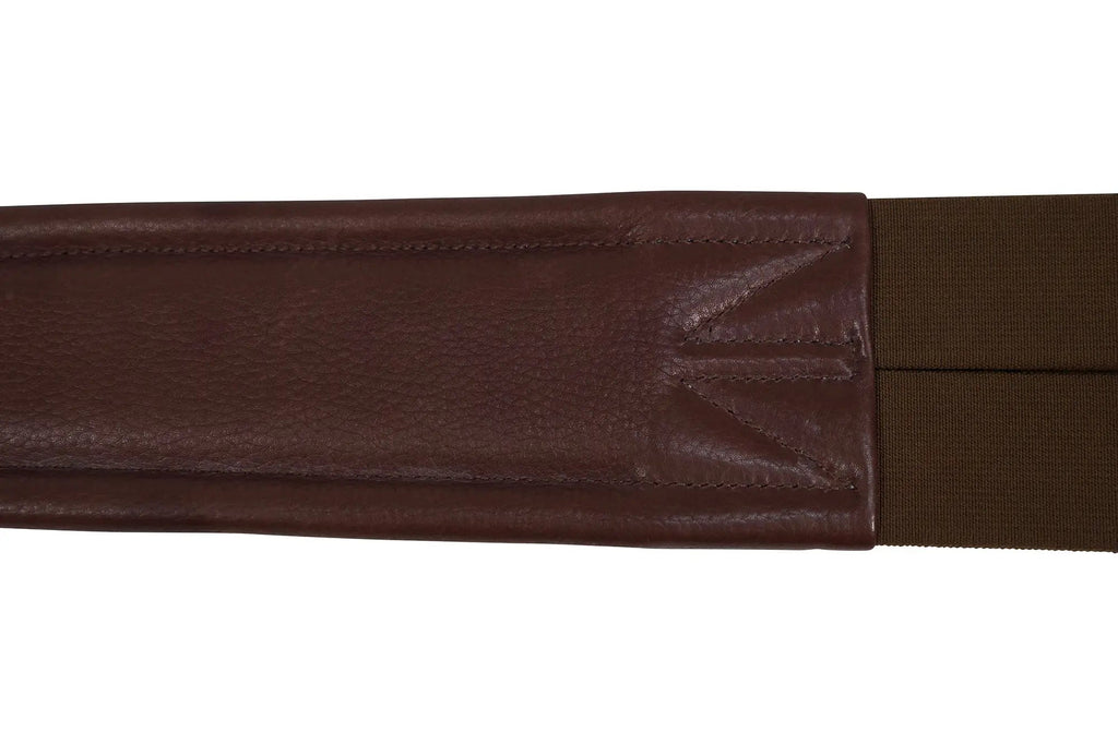 Huntley Equestrian Sedgwick Leather Fancy Stitched Padded Leather Contour Shaped Girth with Double End Elastic