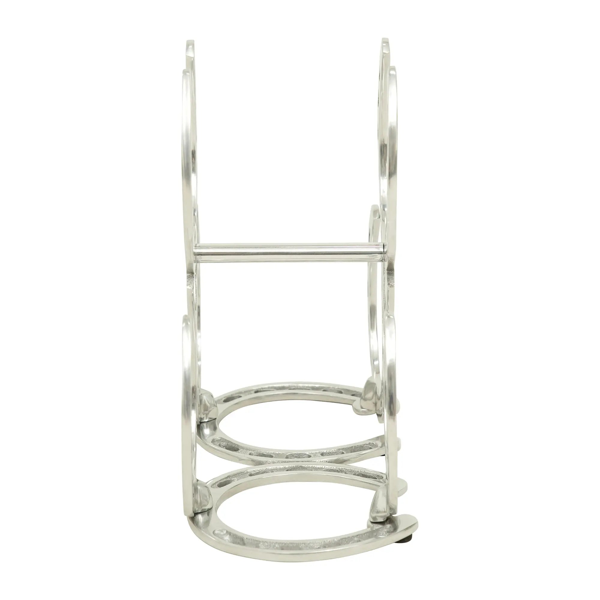 Huntley Horseshoe 3-Bottle Wine Rack, Aluminum Silver Finish
