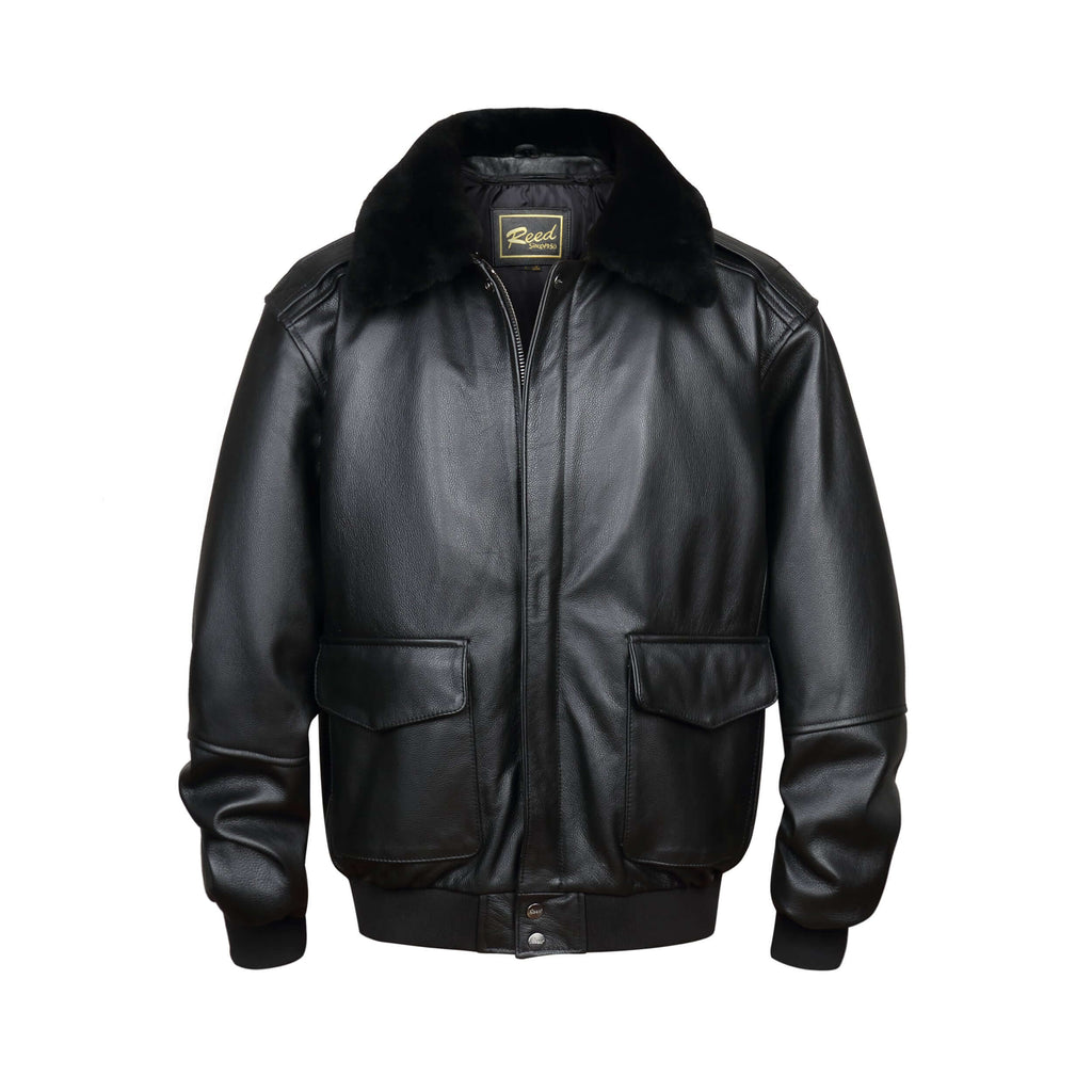REED Men's Premium Leather Aviator Bomber Jacket - Imported