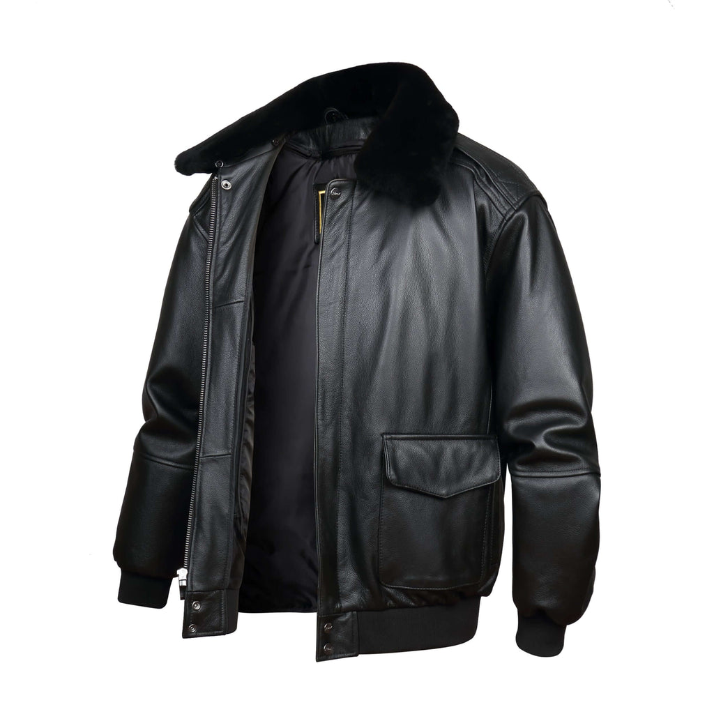 REED Men's Premium Leather Aviator Bomber Jacket - Imported
