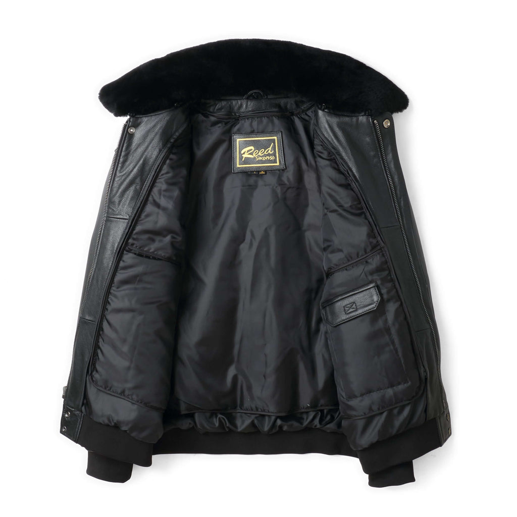 REED Men's Premium Leather Aviator Bomber Jacket - Imported