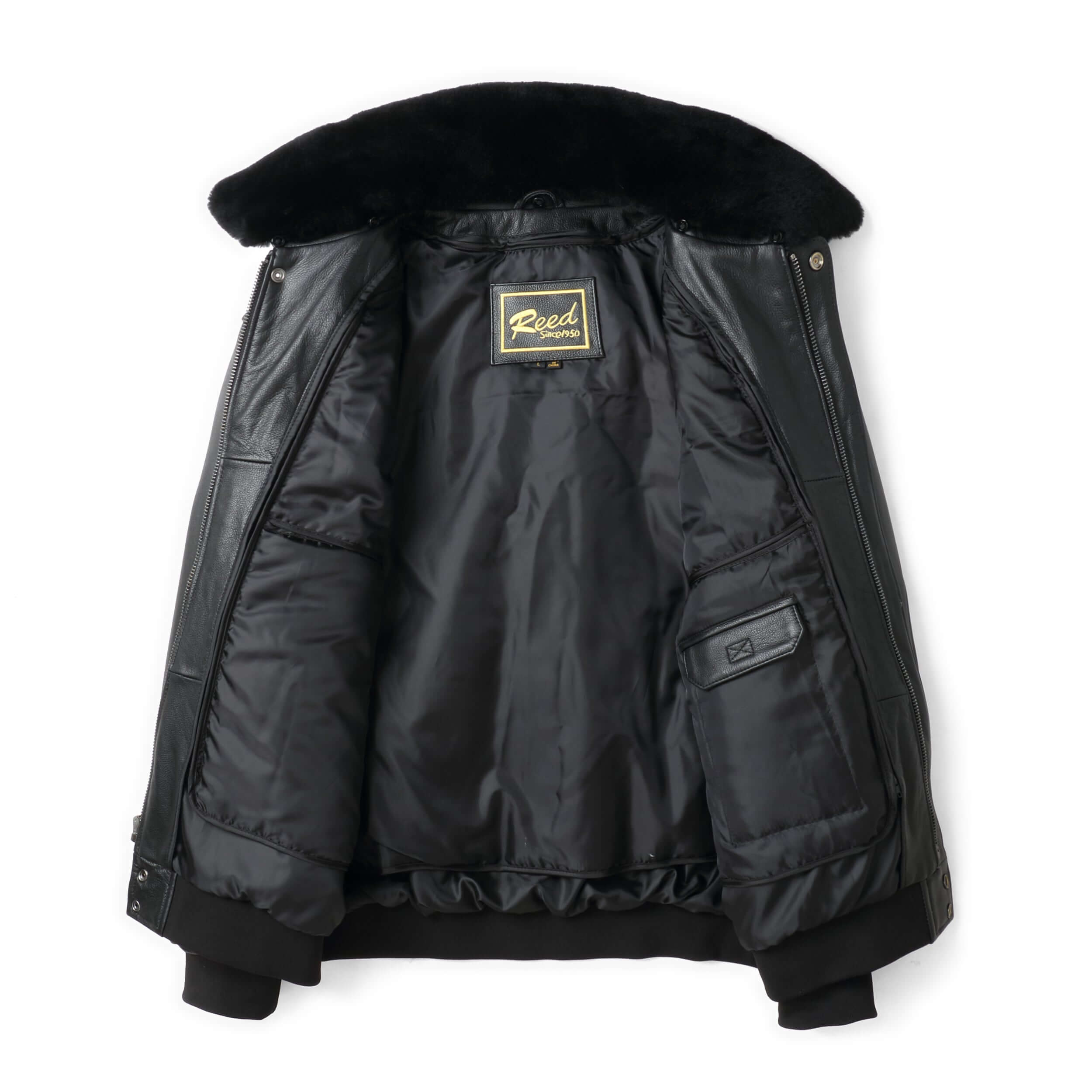 REED Men's Premium Leather Aviator Bomber Jacket - Imported