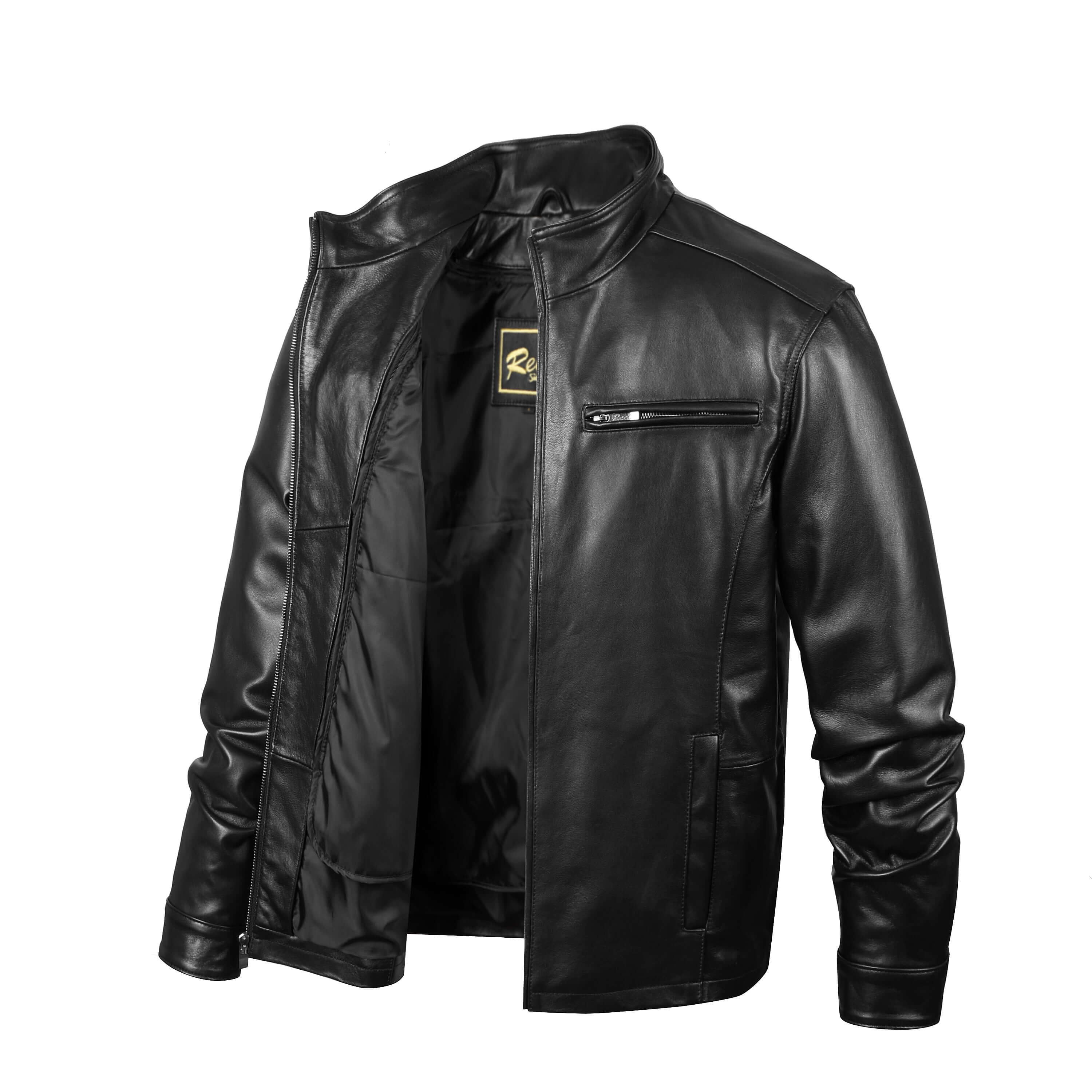 REED EST. 1950 Men's Jacket Genuine Lambskin Leather Stand UP Collar Winners Coat - Imported
