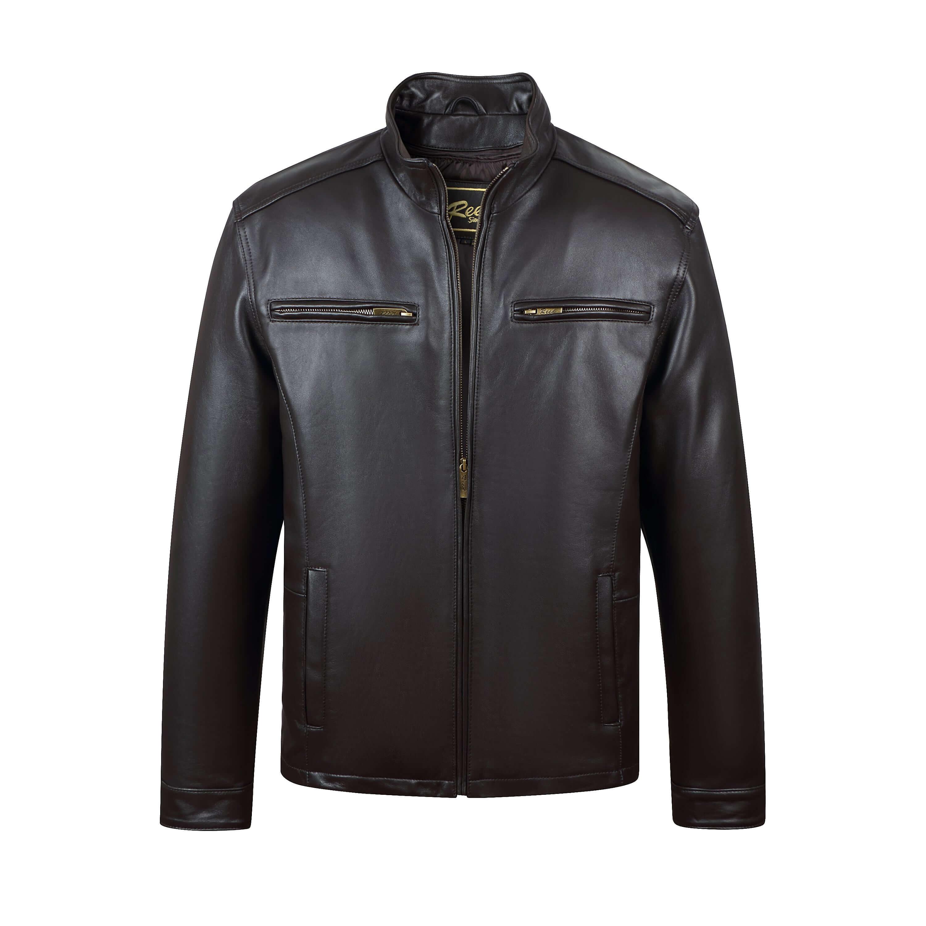 REED EST. 1950 Men's Jacket Genuine Lambskin Leather Stand UP Collar Winners Coat - Imported