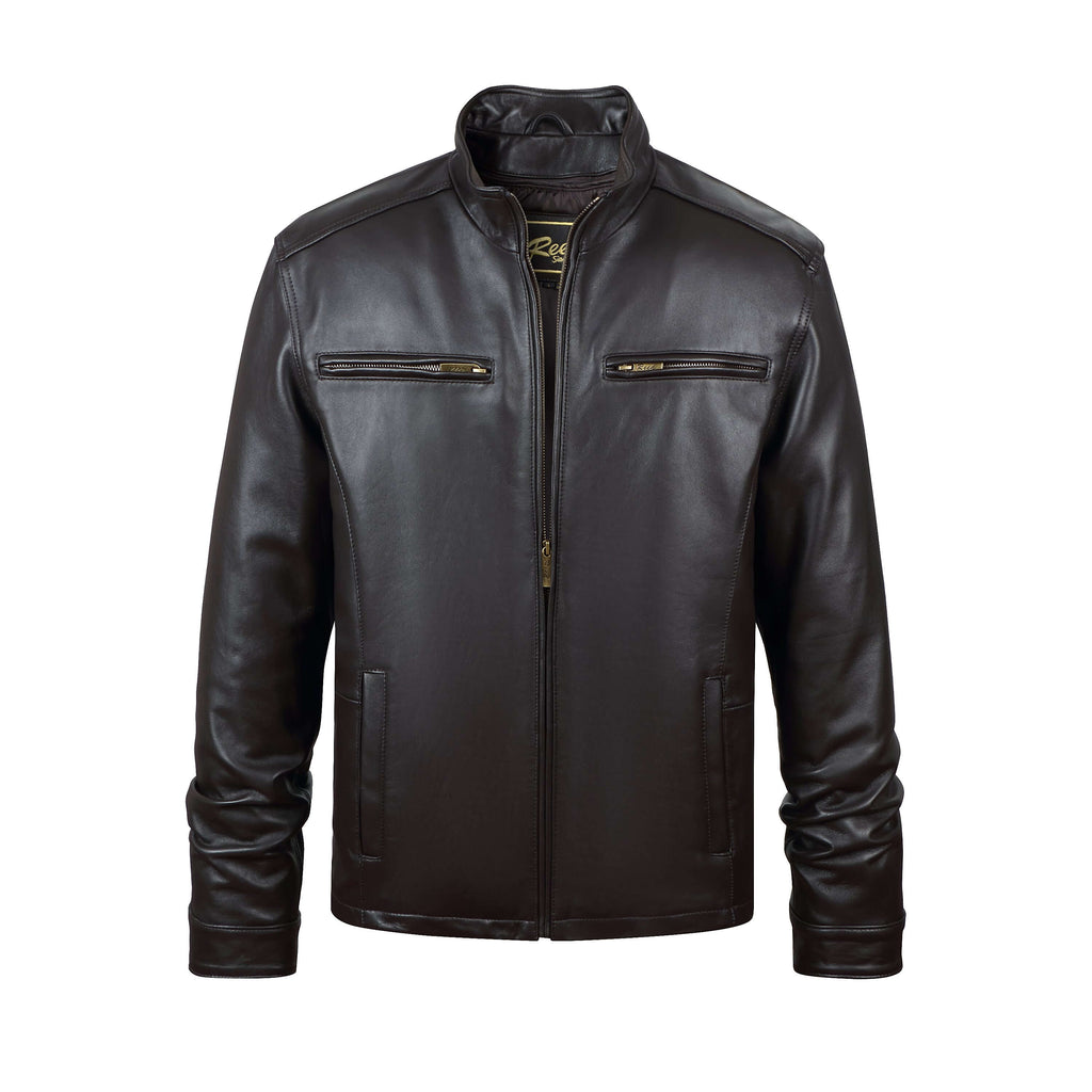 REED EST. 1950 Men's Jacket Genuine Lambskin Leather Stand UP Collar Winners Coat - Imported