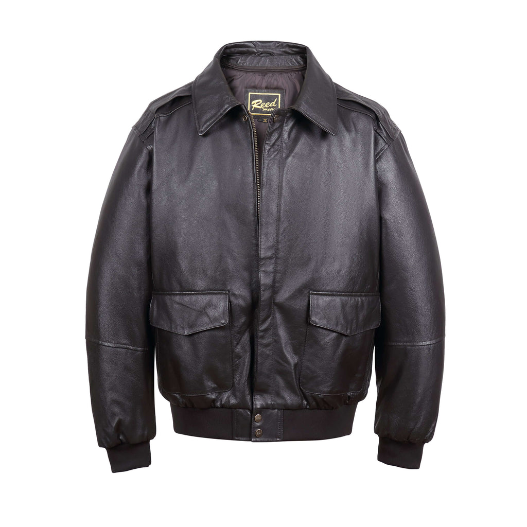 REED Men's Premium Leather Aviator Bomber Jacket - Imported