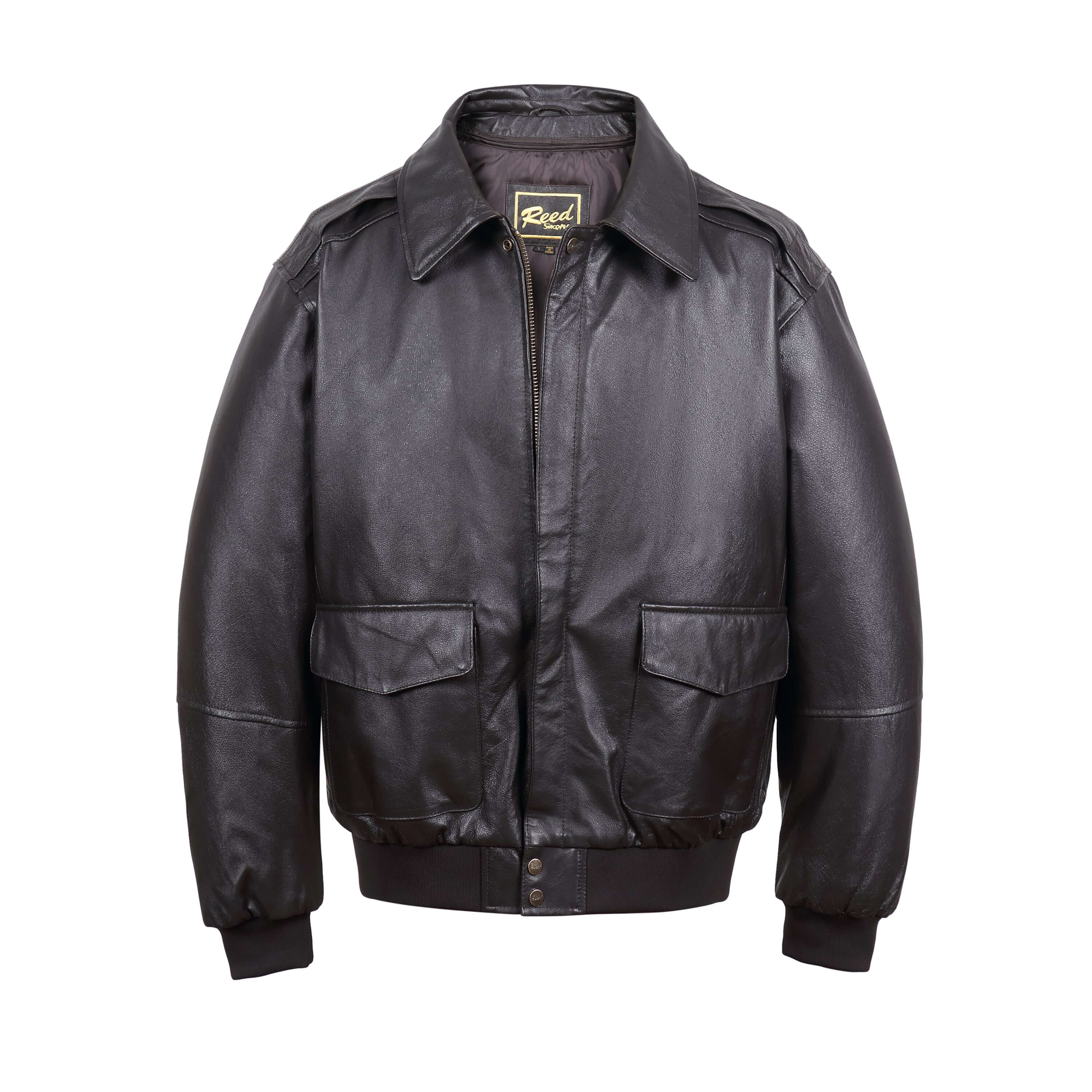 REED Men's Premium Leather Aviator Bomber Jacket - Imported
