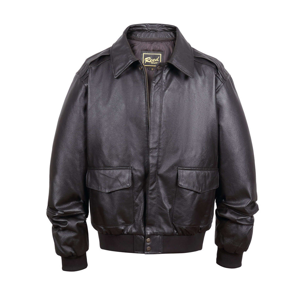 REED Men's Premium Leather Aviator Bomber Jacket - Imported