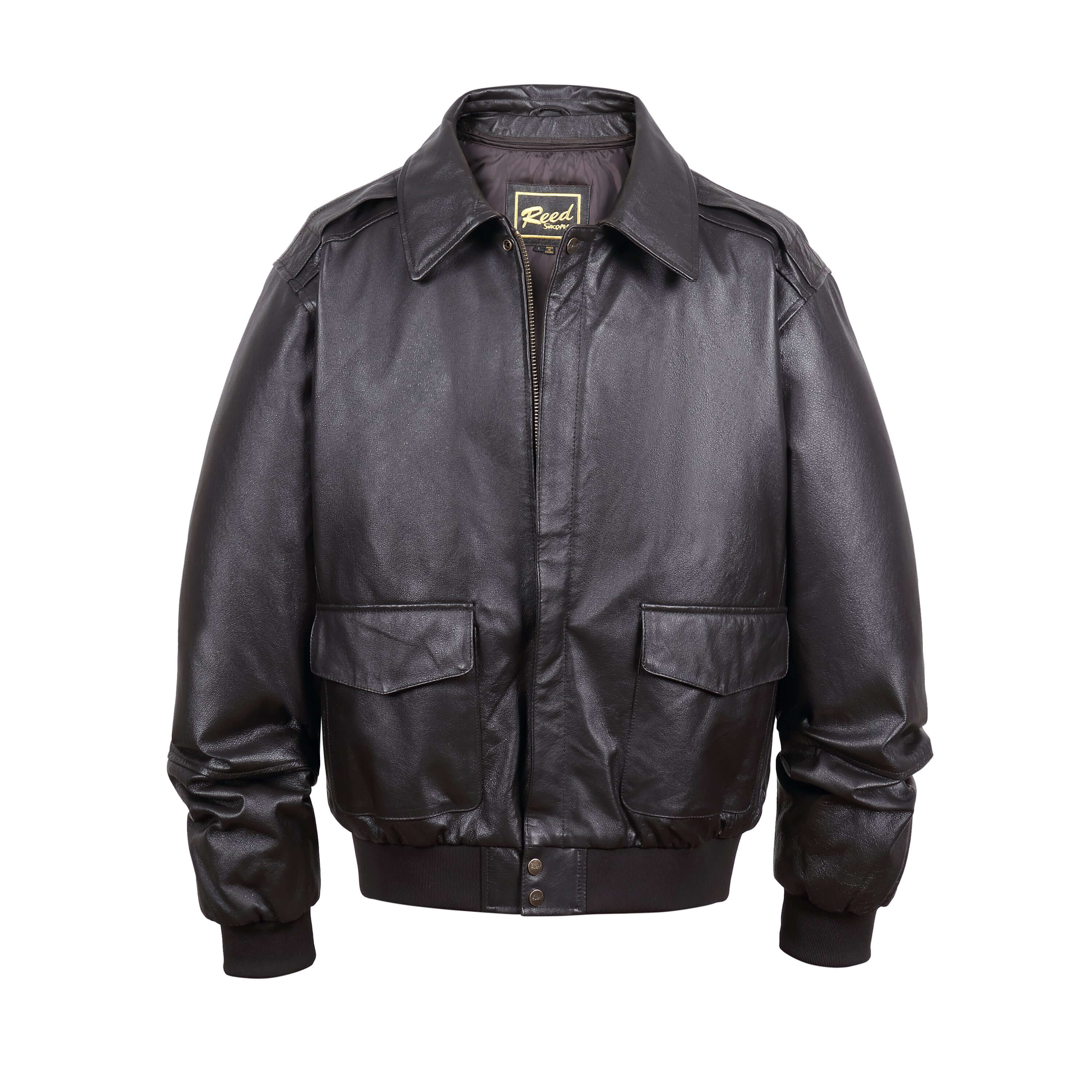 REED Men's Premium Leather Aviator Bomber Jacket - Imported