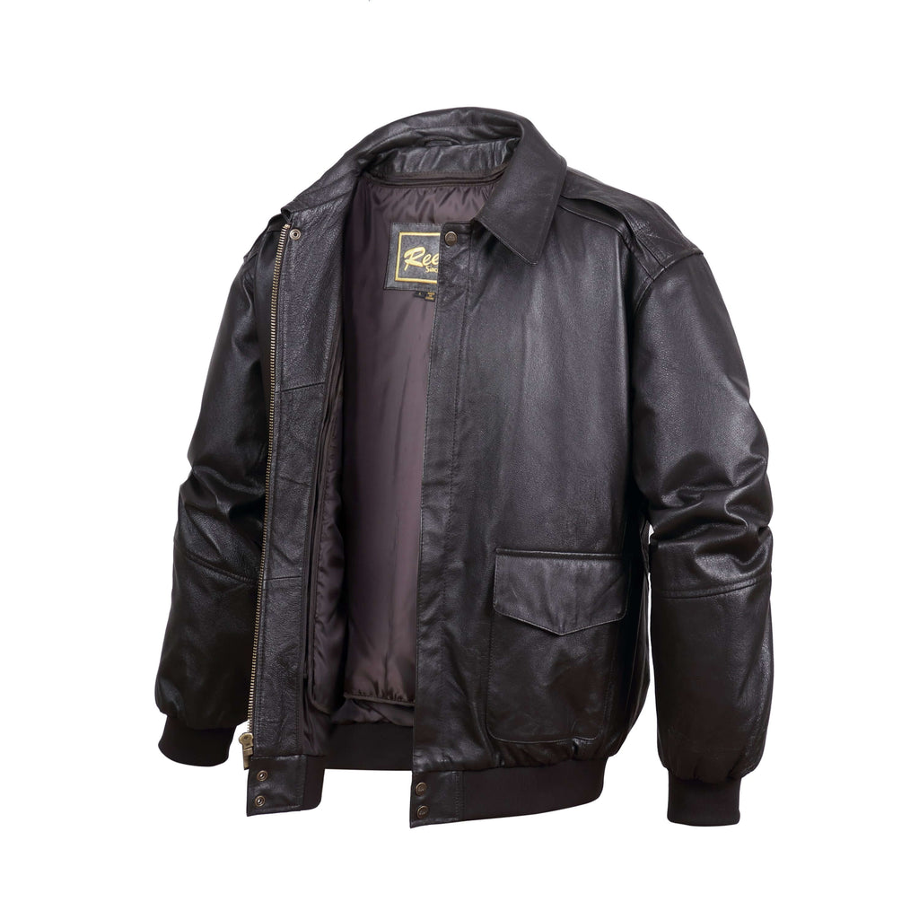 REED Men's Premium Leather Aviator Bomber Jacket - Imported