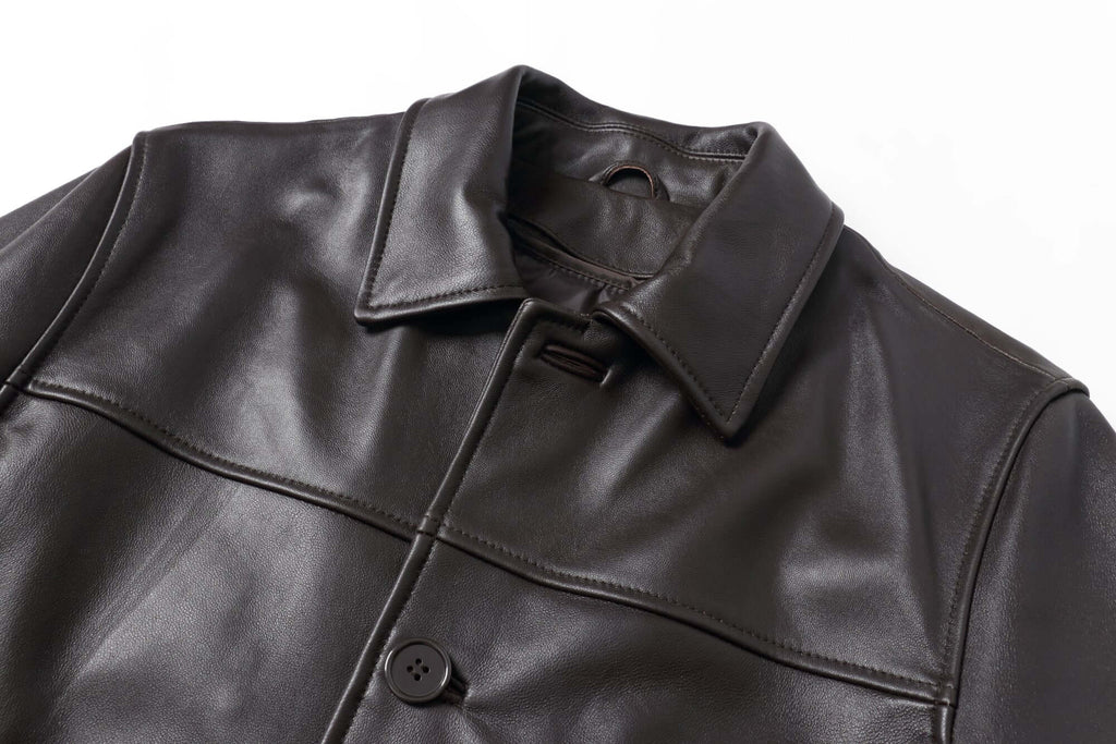 REED EST. 1950 Men's Jacket Genuine Lambskin Leather Four Button Car Coat - Imported