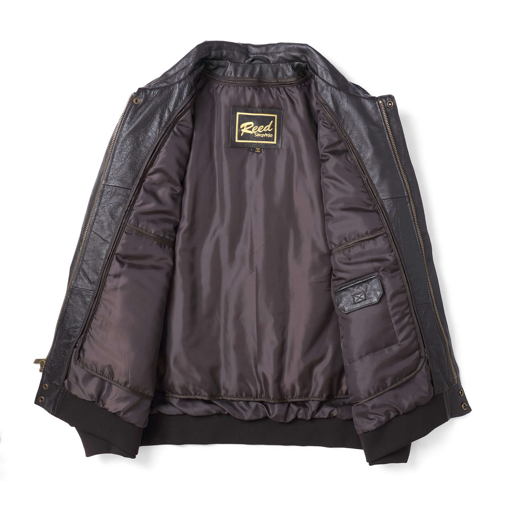 REED Men's Premium Leather Aviator Bomber Jacket - Imported