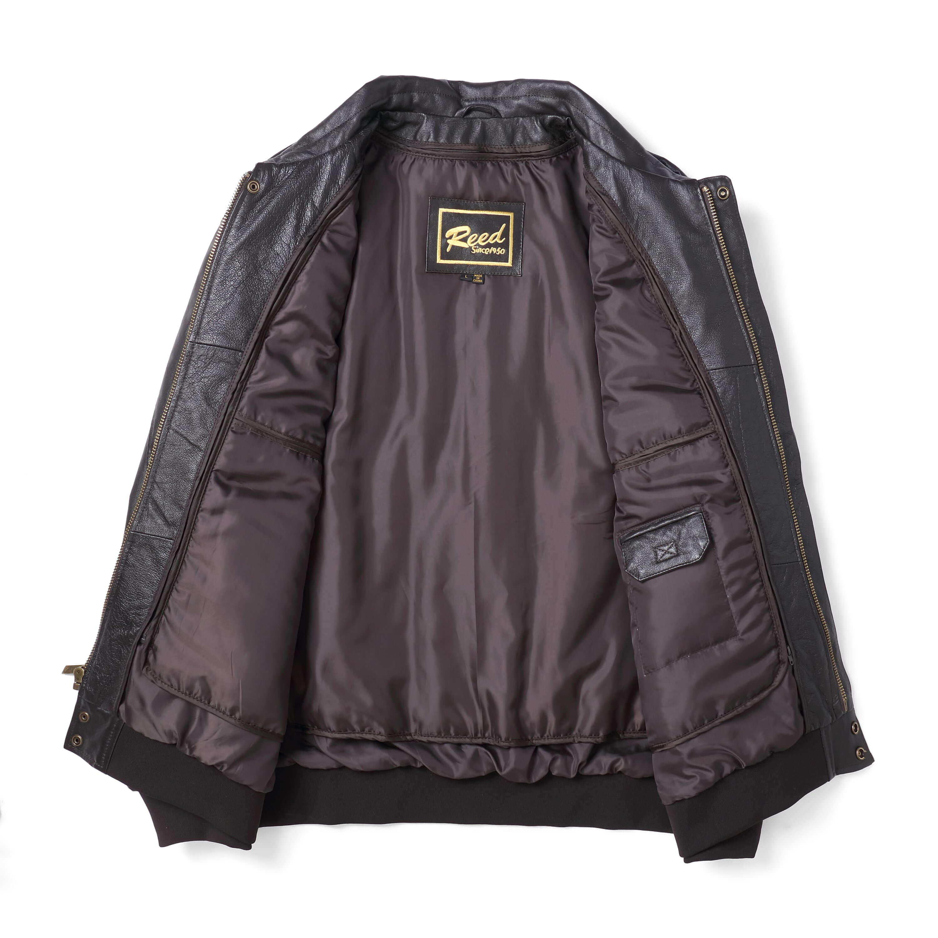 REED Men's Premium Leather Aviator Bomber Jacket - Imported