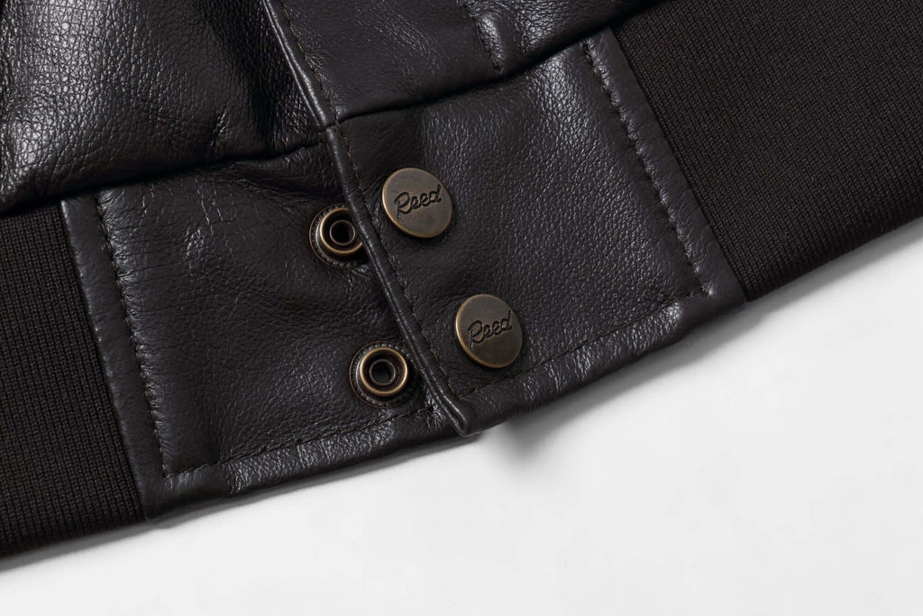 REED Men's Premium Leather Aviator Bomber Jacket - Imported