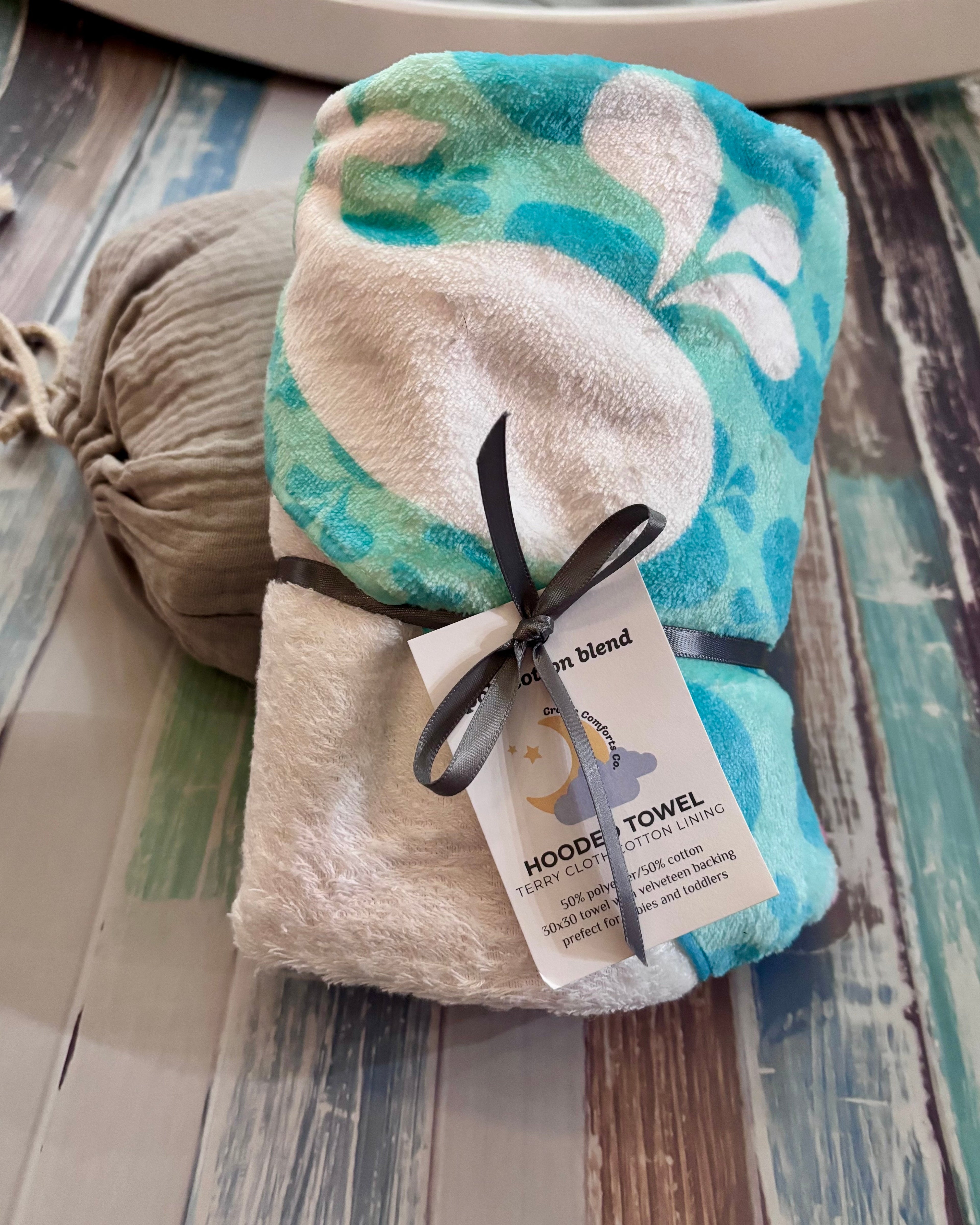 Whale of a Time Hooded Baby Bath Towel