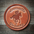 Louisville Kentucky Racehorse Leather Coaster