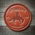 Montana Bronco Leather Coaster