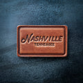 Nashville Tennessee Script Leather Magnet Block Style