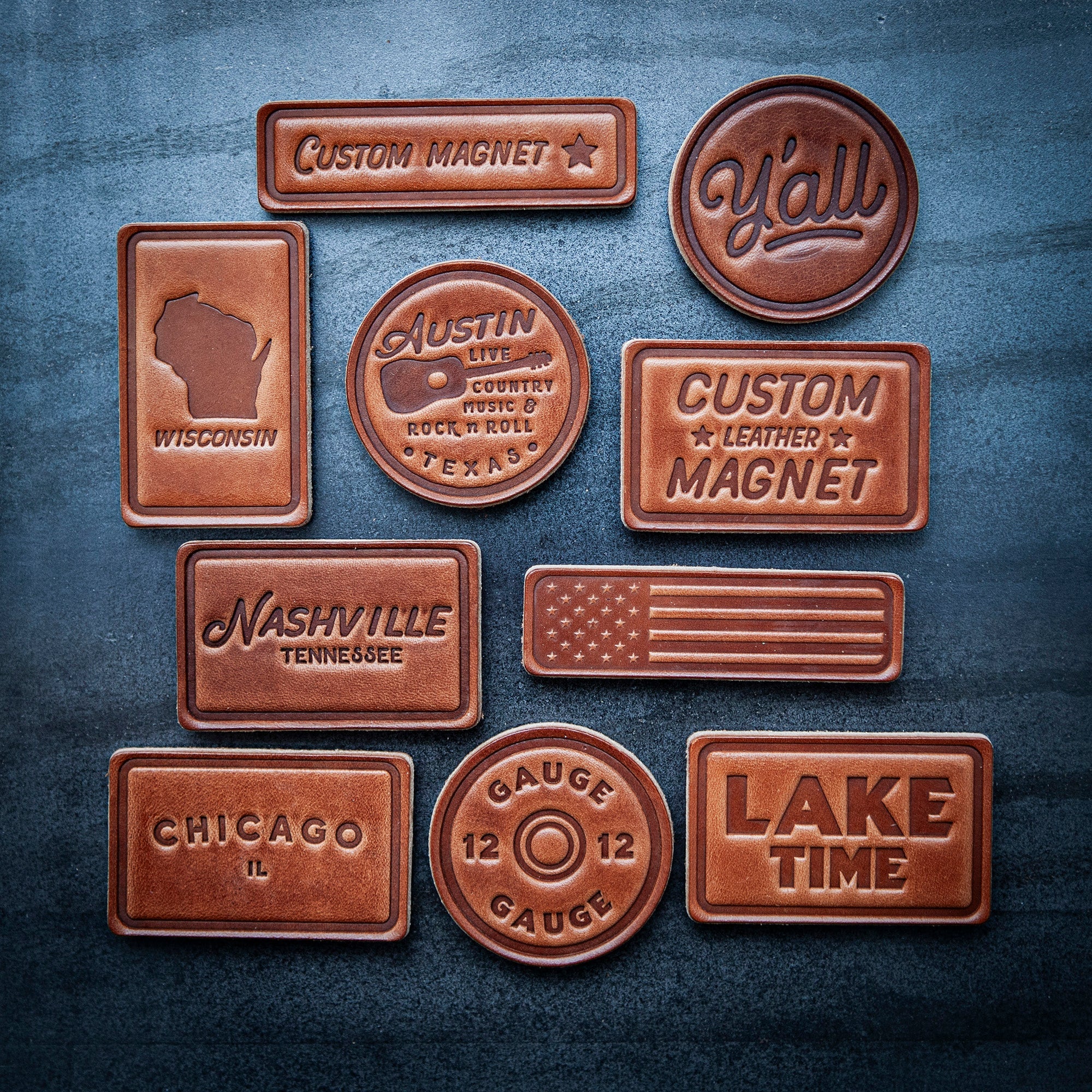 Cooperstown New York Leather Magnet Circle Style