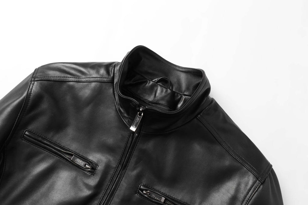 REED EST. 1950 Men's Jacket Genuine Lambskin Leather Stand UP Collar Winners Coat - Imported