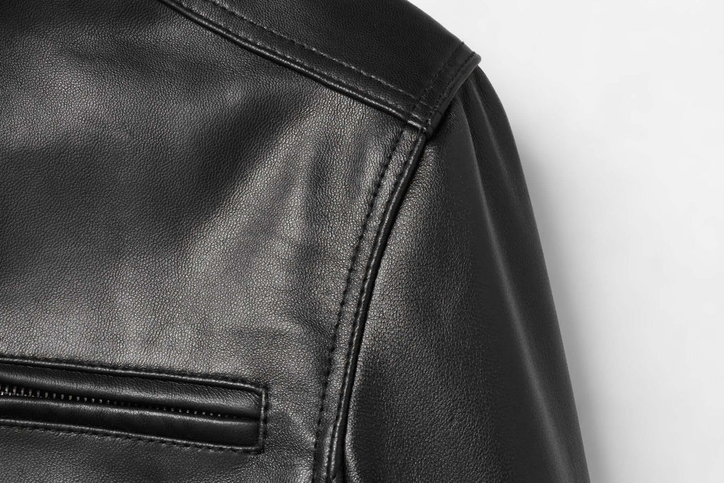 REED EST. 1950 Men's Jacket Genuine Lambskin Leather Stand UP Collar Winners Coat - Imported