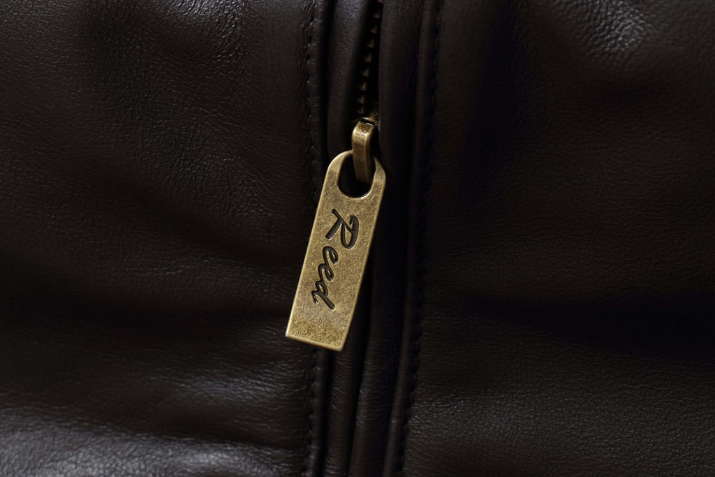 REED EST. 1950 Men's Jacket Genuine Lambskin Leather Stand UP Collar Winners Coat - Imported