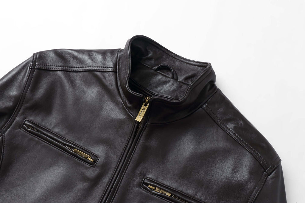 REED EST. 1950 Men's Jacket Genuine Lambskin Leather Stand UP Collar Winners Coat - Imported