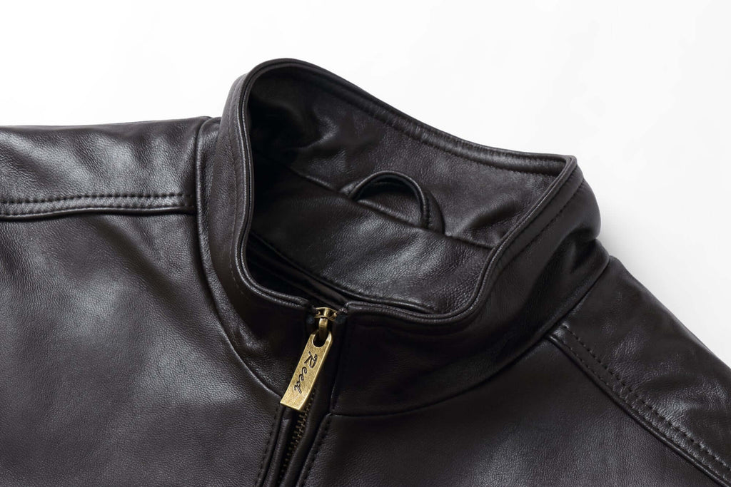 REED EST. 1950 Men's Jacket Genuine Lambskin Leather Stand UP Collar Winners Coat - Imported