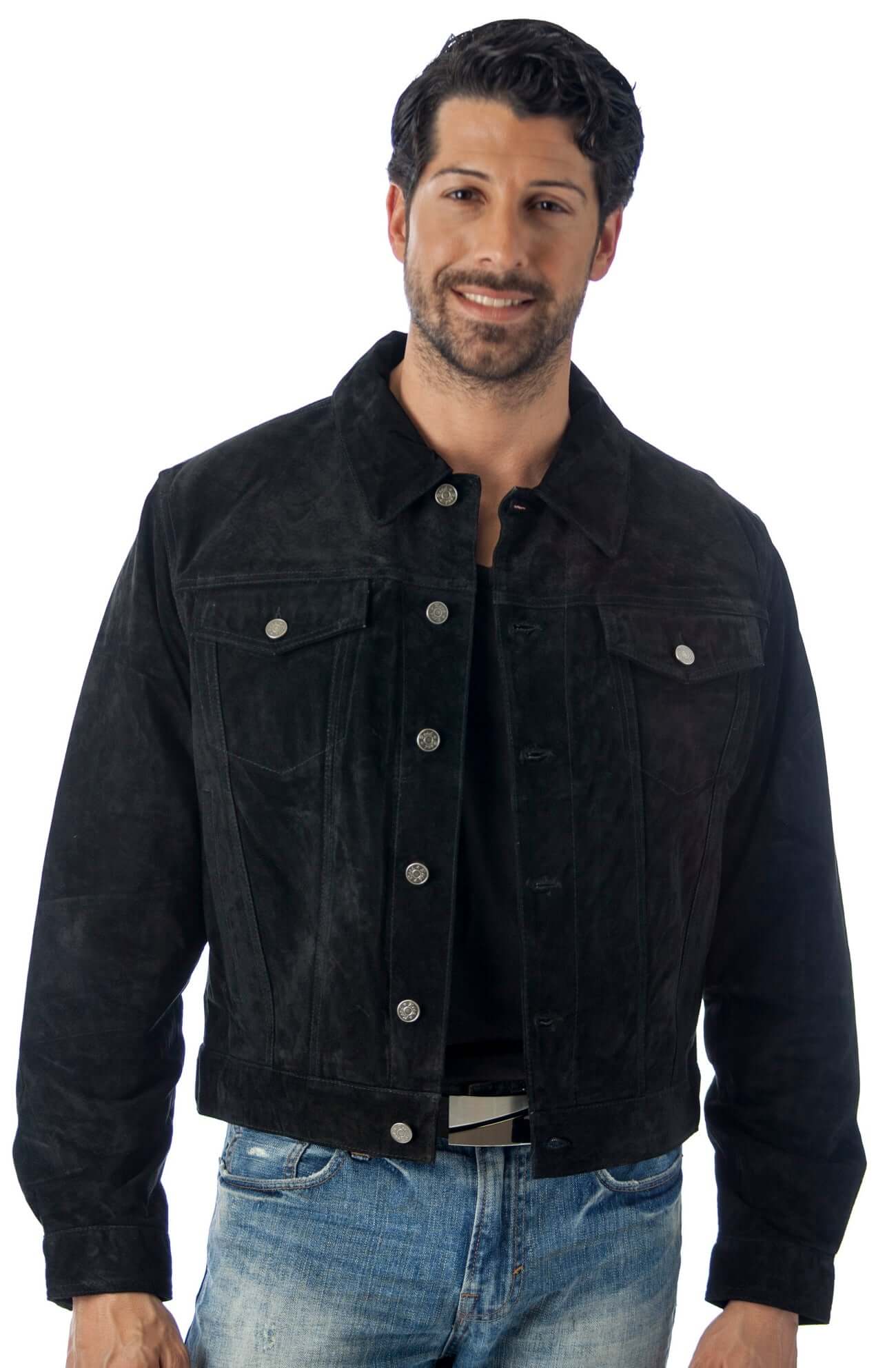 REED Men's Western Jean Style Suede Leather Shirt Jacket - Imported