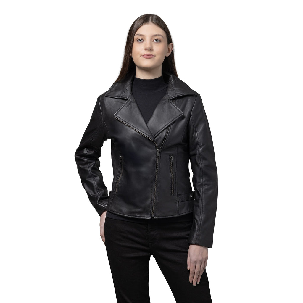 Jolene Women's Asymmetrical Zipper Leather Jacket