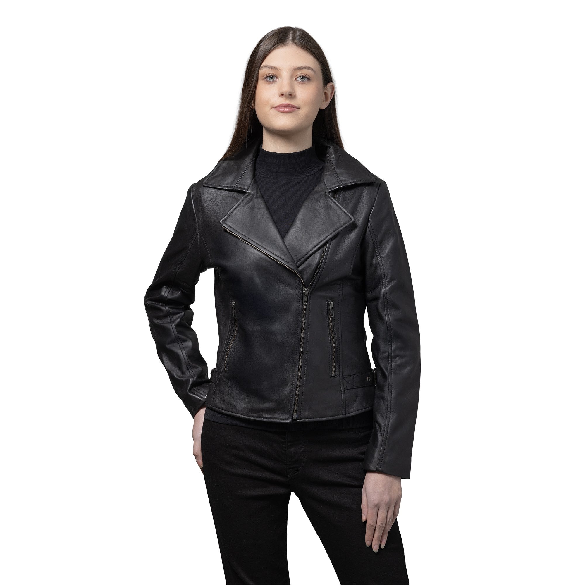Jolene Women's Asymmetrical Zipper Leather Jacket