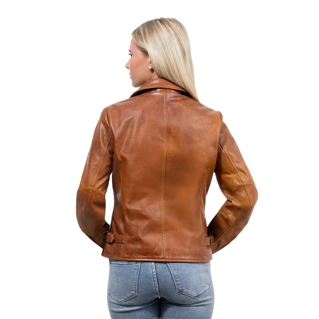Jolene Women's Asymmetrical Zipper Leather Jacket