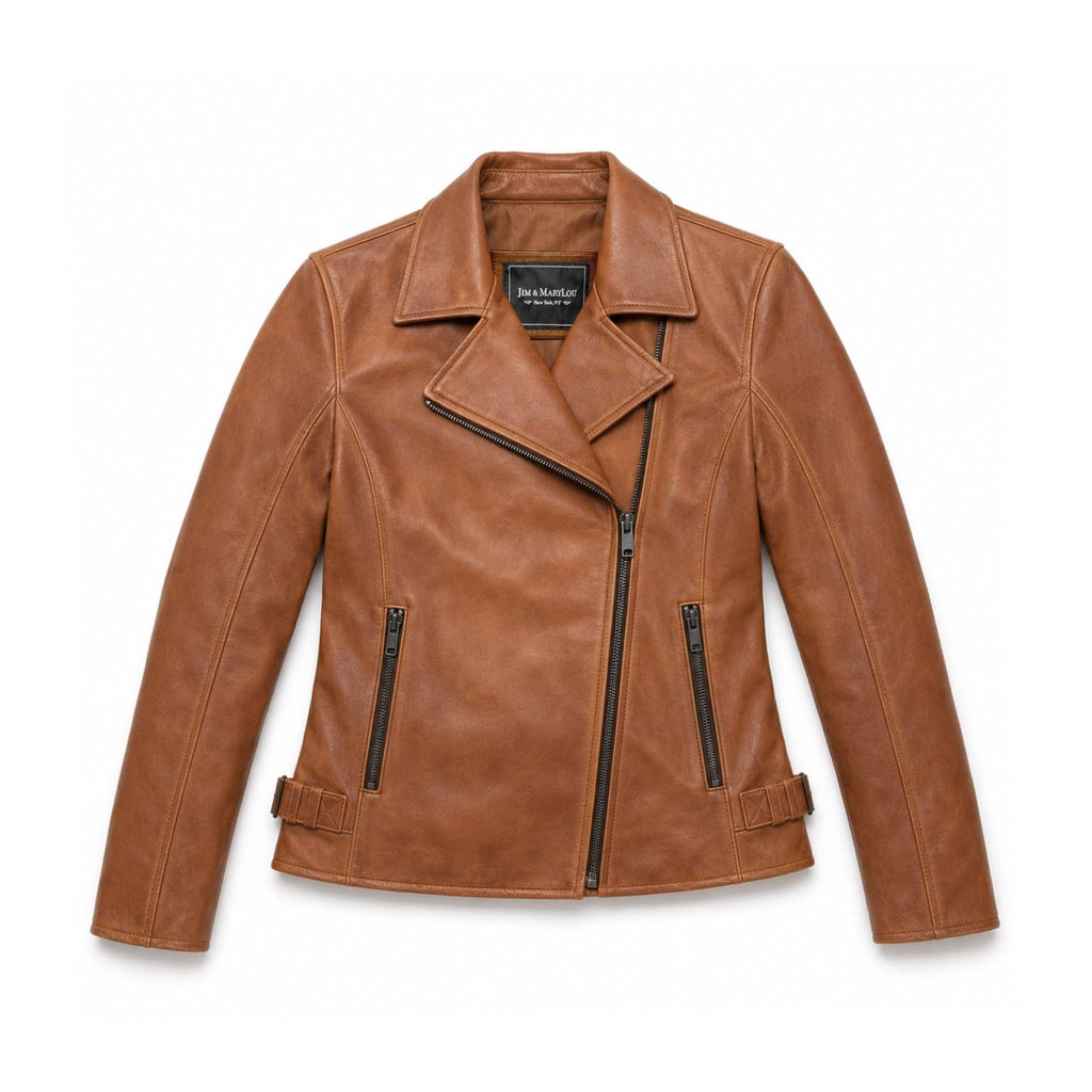 Jolene Women's Asymmetrical Zipper Leather Jacket