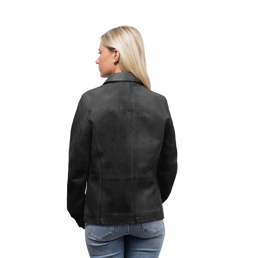 Yolanda Women's Casual Center Zipper Leather Jacket